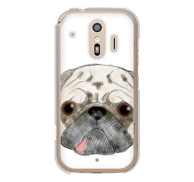 らくらくスマートフォン me F-01L docomo 高画質仕上げ 背面印刷 ハードケース パグ