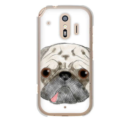 らくらくスマートフォン me F-01L docomo 高画質仕上げ 背面印刷 ハードケース パグ