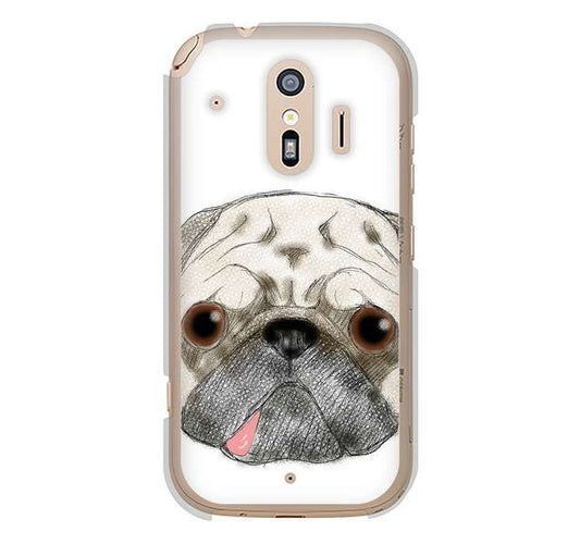 らくらくスマートフォン me F-01L docomo 高画質仕上げ 背面印刷 ハードケース パグ