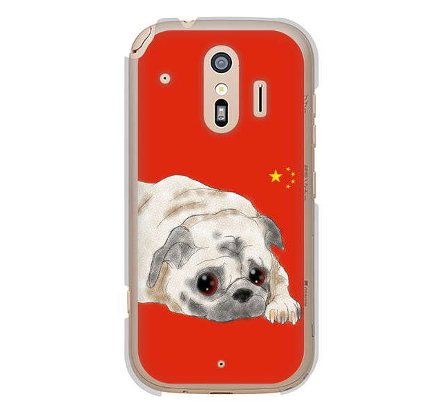 らくらくスマートフォン me F-01L docomo 高画質仕上げ 背面印刷 ハードケース パグ