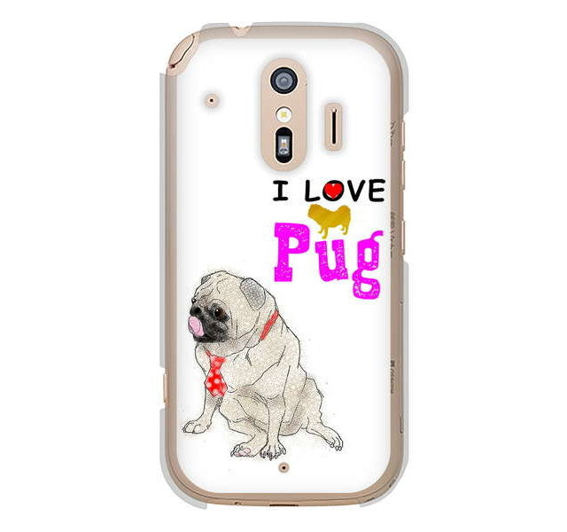 らくらくスマートフォン me F-01L docomo 高画質仕上げ 背面印刷 ハードケース パグ