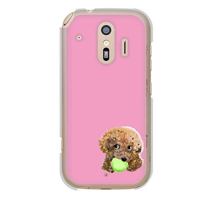 らくらくスマートフォン me F-01L docomo 高画質仕上げ 背面印刷 ハードケース トイプードル＆ボール