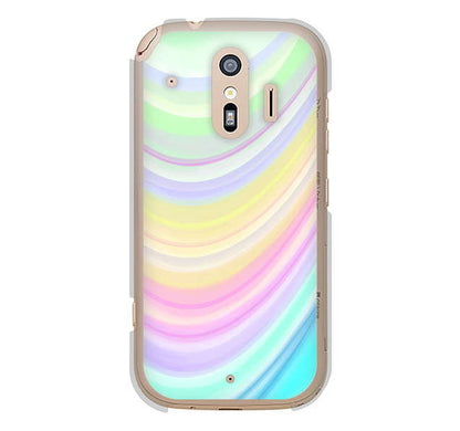 らくらくスマートフォン me F-01L docomo 高画質仕上げ 背面印刷 ハードケース レインボー