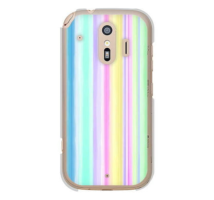 らくらくスマートフォン me F-01L docomo 高画質仕上げ 背面印刷 ハードケース レインボー