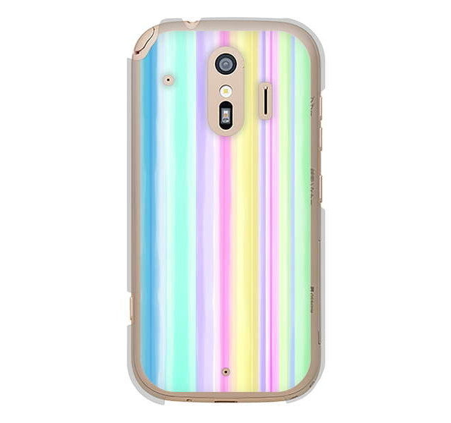 らくらくスマートフォン me F-01L docomo 高画質仕上げ 背面印刷 ハードケース レインボー