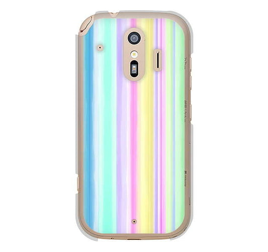 らくらくスマートフォン me F-01L docomo 高画質仕上げ 背面印刷 ハードケース レインボー