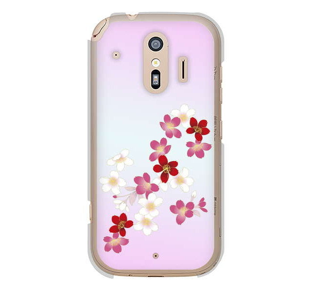 らくらくスマートフォン me F-01L docomo 高画質仕上げ 背面印刷 ハードケース 和花柄