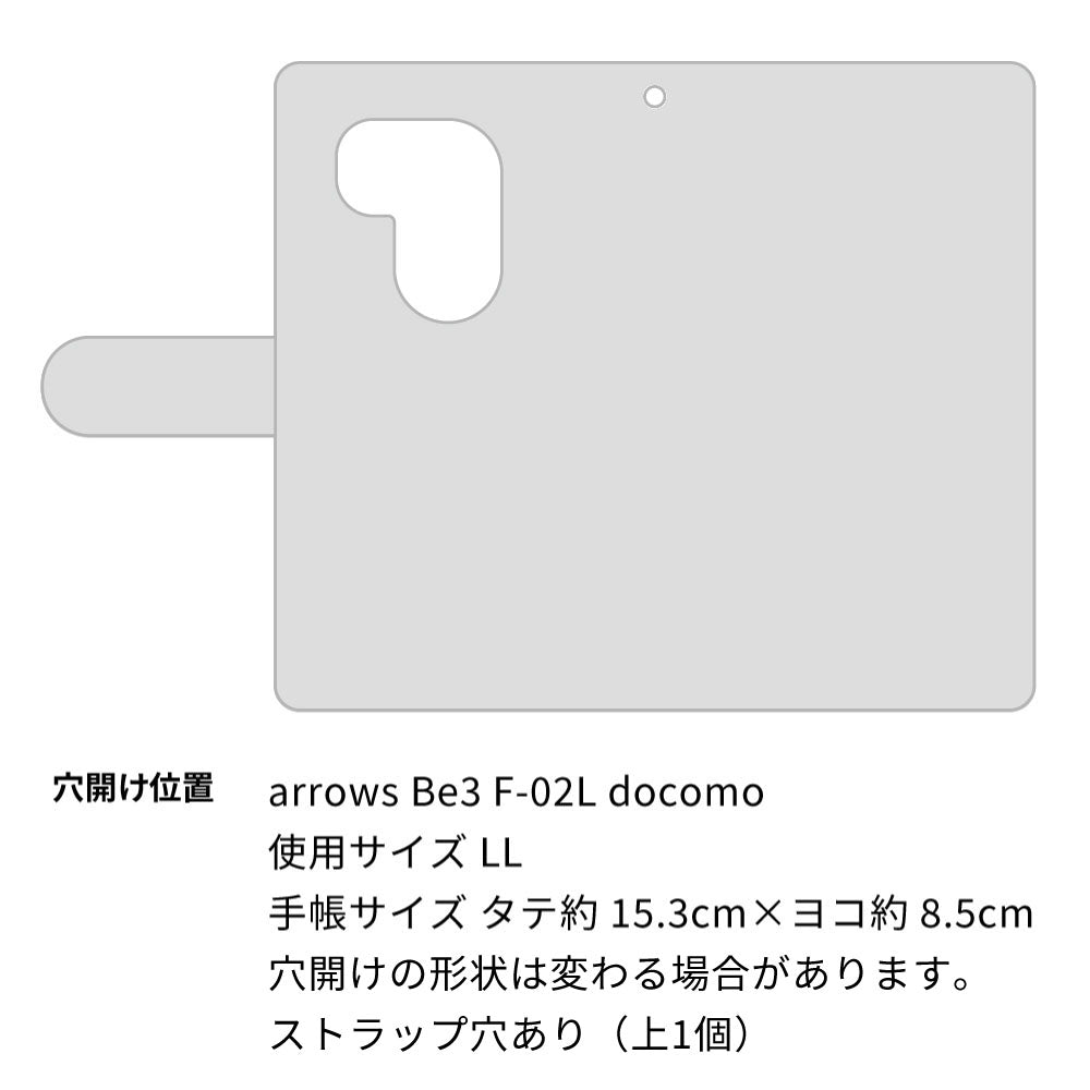 docomo アローズ ビー3 F-02L 高画質仕上げ プリント手帳型ケース(通常型)【OE838 手描きシンプル ブラック×ブルー】