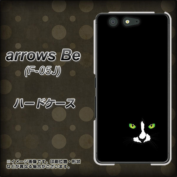 docomo アローズ ビー F-05J 高画質仕上げ 背面印刷 ハードケース【398 黒ネコ】