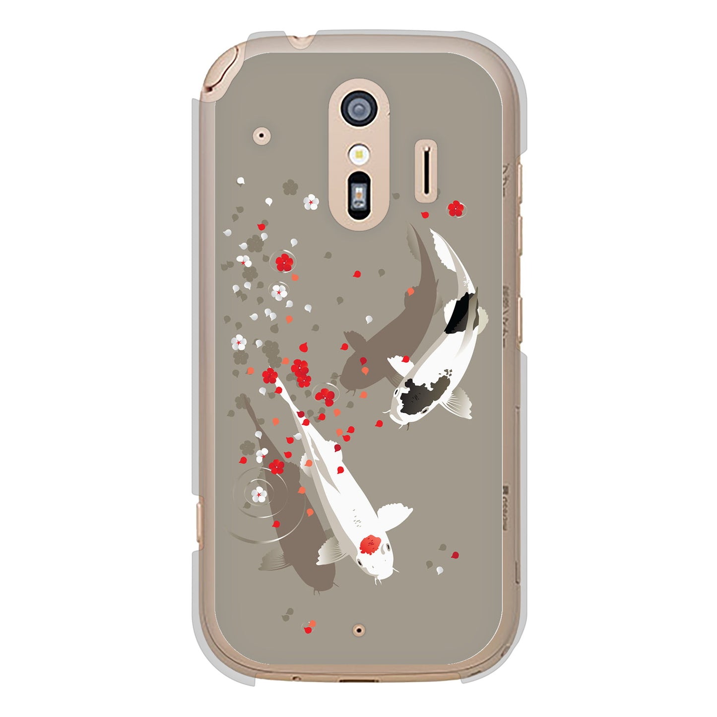らくらくスマートフォン F-42A docomo 高画質仕上げ 背面印刷 ハードケース 【367 よりそう鯉】
