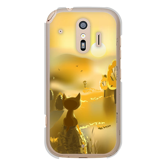 らくらくスマートフォン F-42A docomo 高画質仕上げ 背面印刷 ハードケース 【400 たそがれの猫】
