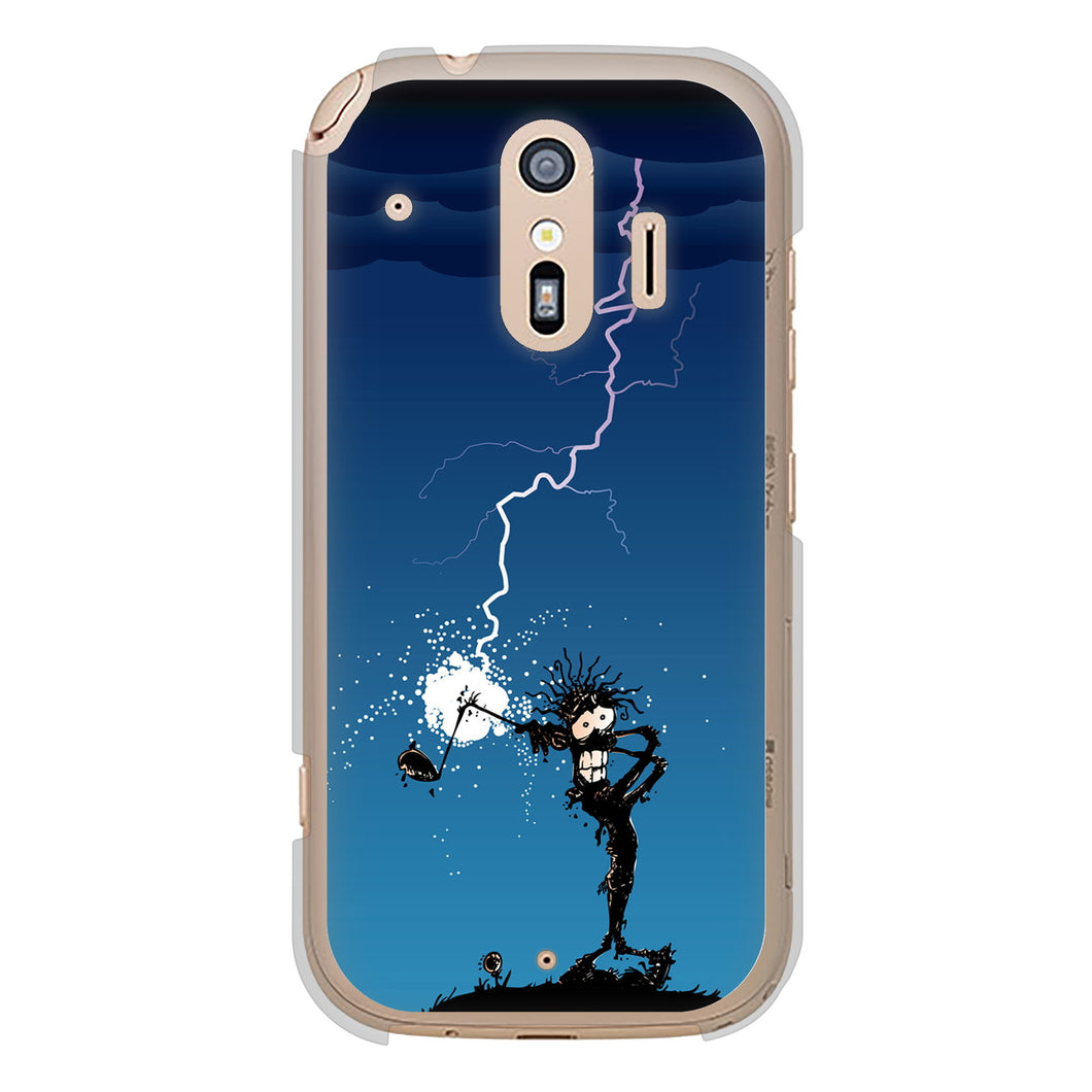 らくらくスマートフォン F-42A docomo 高画質仕上げ 背面印刷 ハードケース 【417 ゴルファーの苦難】