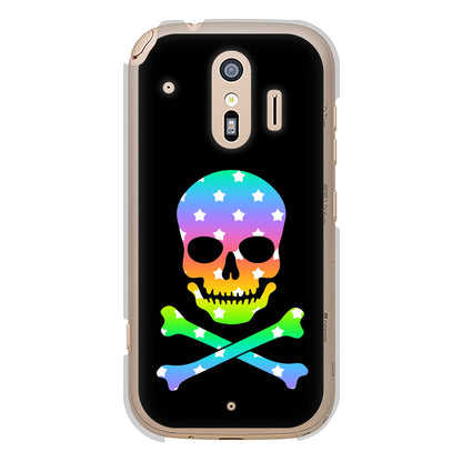 らくらくスマートフォン F-42A docomo 高画質仕上げ 背面印刷 ハードケース ドクロフレーム