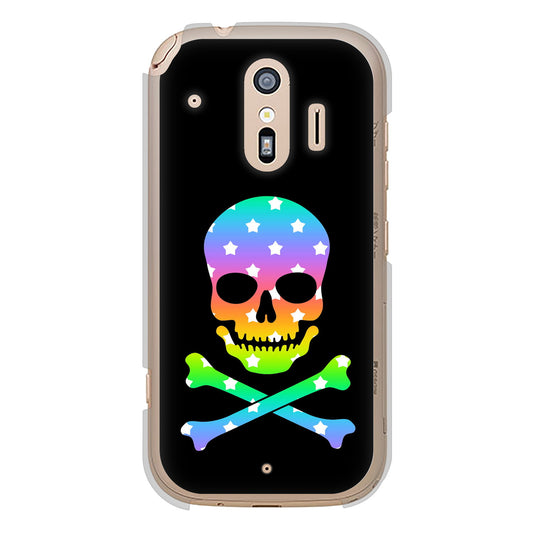 らくらくスマートフォン F-42A docomo 高画質仕上げ 背面印刷 ハードケース ドクロフレーム