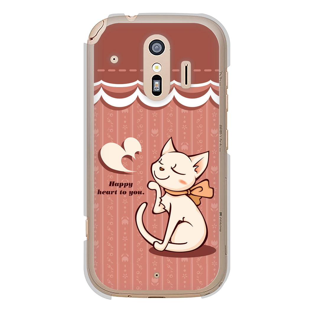 らくらくスマートフォン F-42A docomo 高画質仕上げ 背面印刷 ハードケース 【1102 ネコの投げキッス】