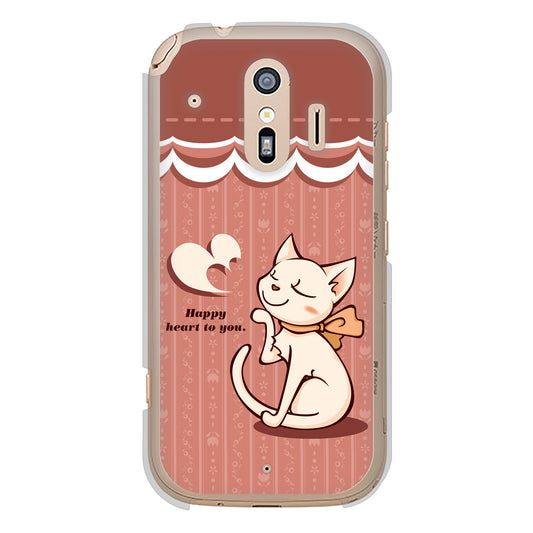 らくらくスマートフォン F-42A docomo 高画質仕上げ 背面印刷 ハードケース 【1102 ネコの投げキッス】