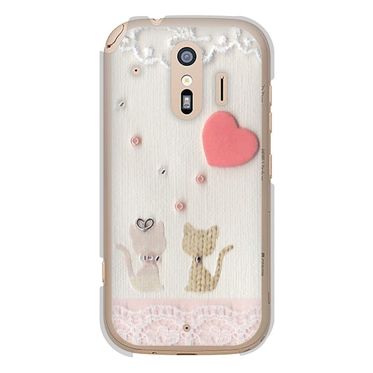 らくらくスマートフォン F-42A docomo 高画質仕上げ 背面印刷 ハードケース クラフト写真ネコ