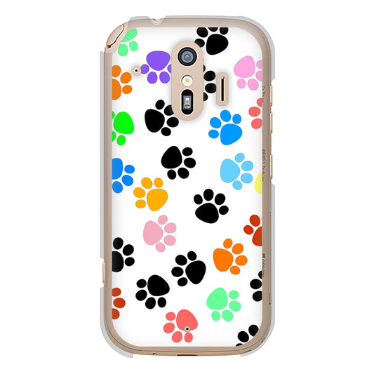 らくらくスマートフォン F-42A docomo 高画質仕上げ 背面印刷 ハードケース 【1108 あしあとカラフル】