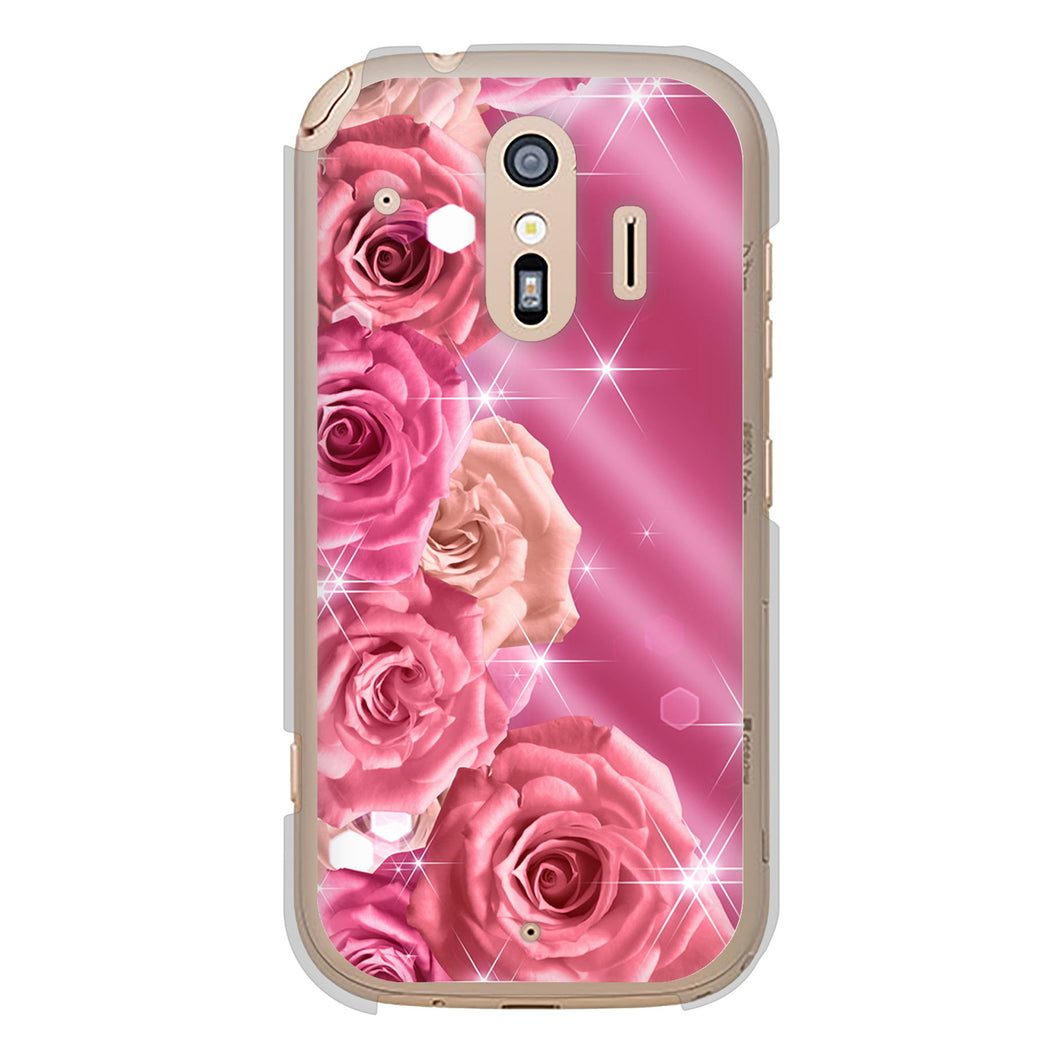らくらくスマートフォン F-42A docomo 高画質仕上げ 背面印刷 ハードケース 【1182 ピンクの薔薇に誘われて】