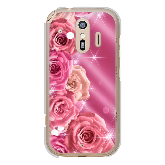 らくらくスマートフォン F-42A docomo 高画質仕上げ 背面印刷 ハードケース 【1182 ピンクの薔薇に誘われて】