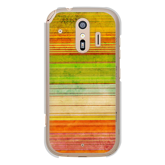 らくらくスマートフォン F-42A docomo 高画質仕上げ 背面印刷 ハードケース 【1324 ビンテージボーダー（色彩）】