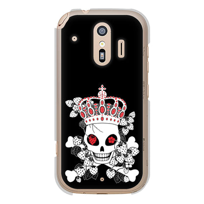 らくらくスマートフォン F-42A docomo 高画質仕上げ 背面印刷 ハードケース むかいあぐる 苺骸骨王冠蔦
