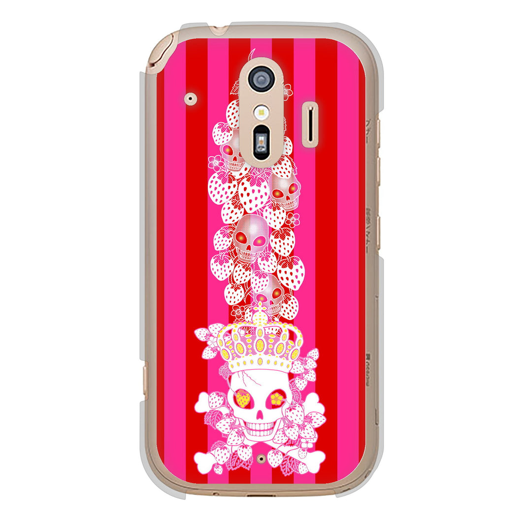 らくらくスマートフォン F-42A docomo 高画質仕上げ 背面印刷 ハードケース むかいあぐる 苺骸骨王冠蔦