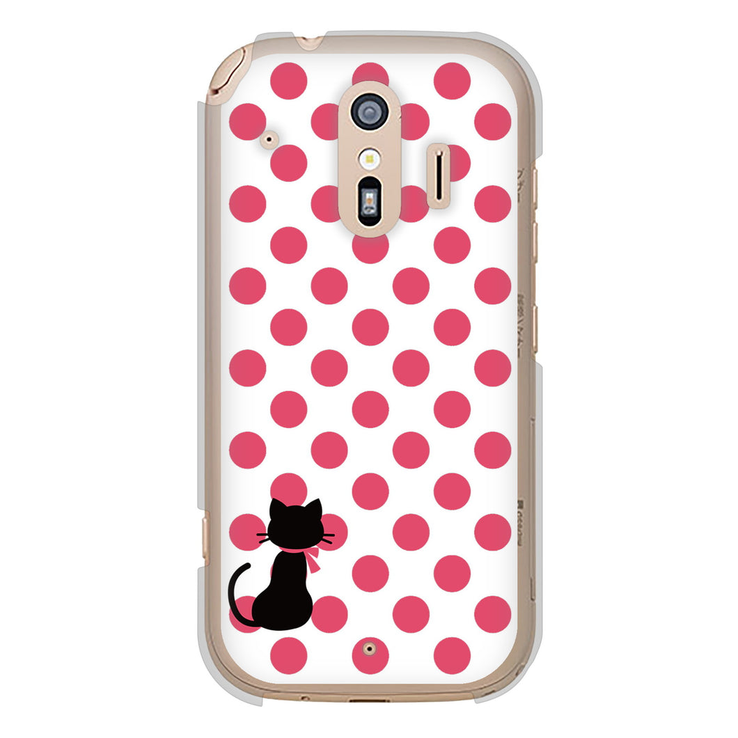 らくらくスマートフォン F-42A docomo 高画質仕上げ 背面印刷 ハードケース ネコとシンプルミルキー