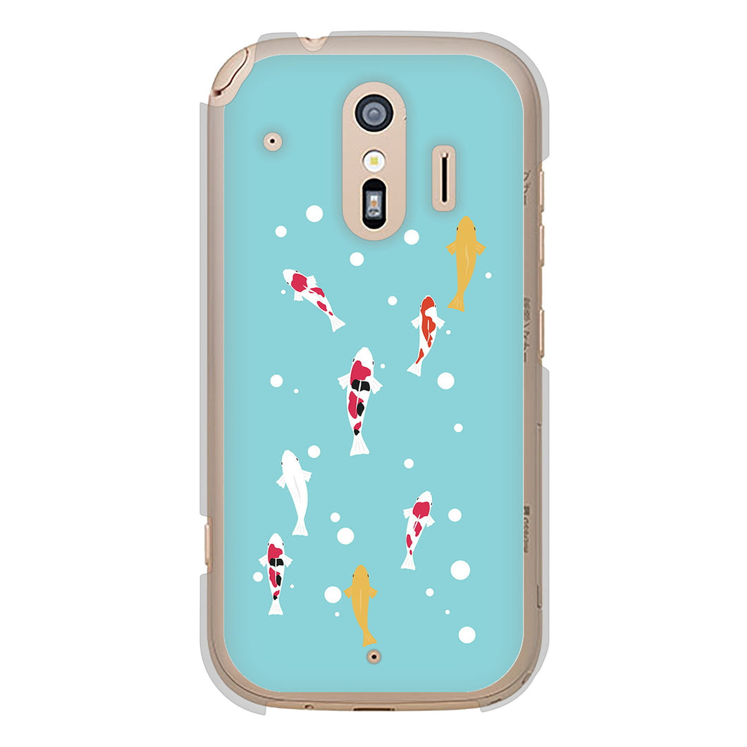 らくらくスマートフォン F-42A docomo 高画質仕上げ 背面印刷 ハードケース 【KG800 コイの遊泳】