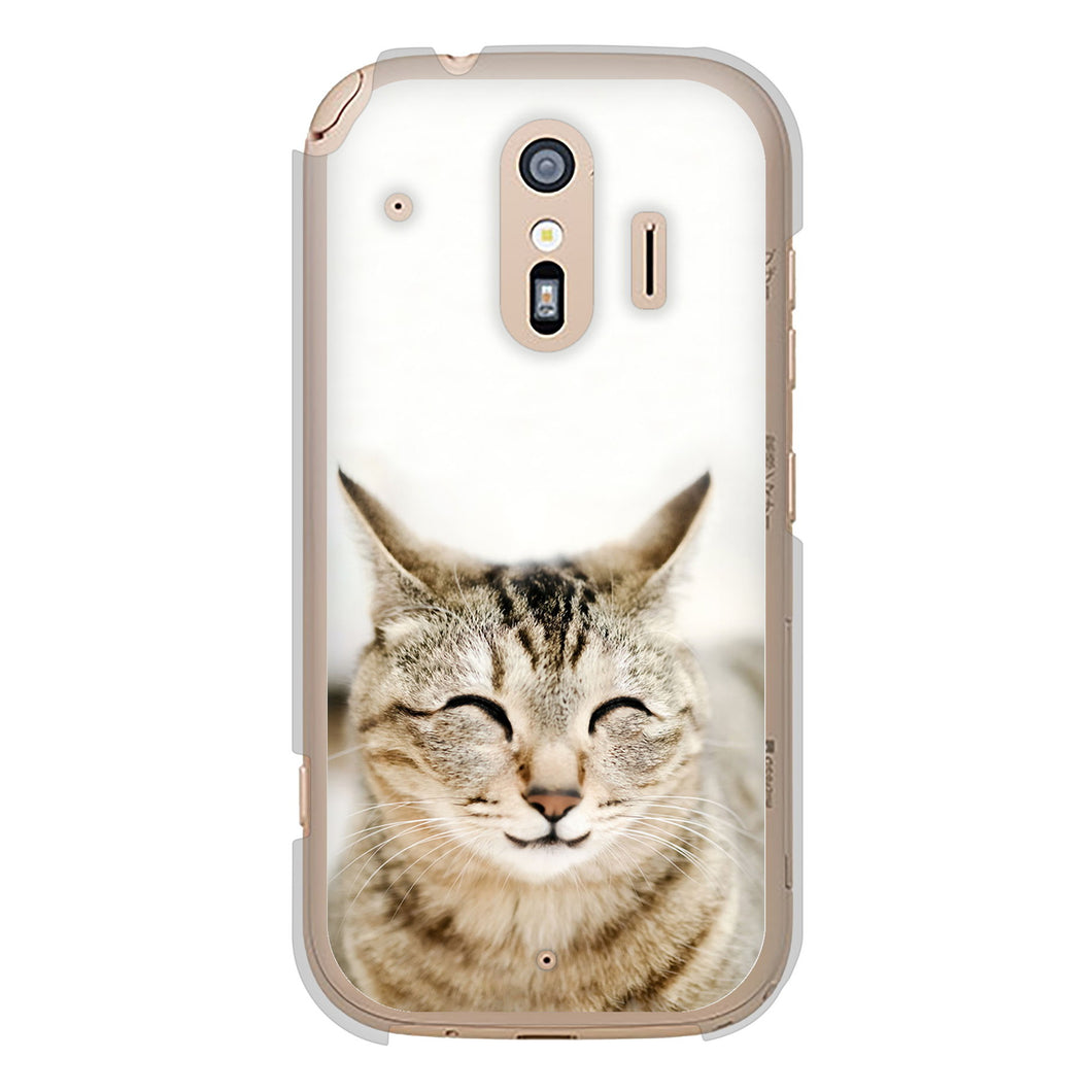 らくらくスマートフォン F-42A docomo 高画質仕上げ 背面印刷 ハードケース 【VA801 笑福ねこ】