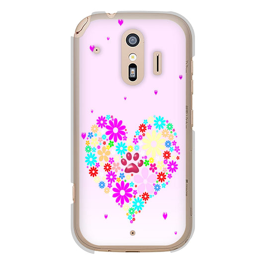 らくらくスマートフォン F-42A docomo 高画質仕上げ 背面印刷 ハードケース ハートと肉球