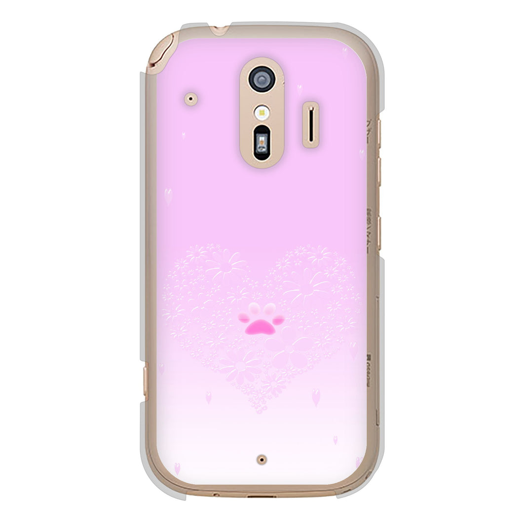 らくらくスマートフォン F-42A docomo 高画質仕上げ 背面印刷 ハードケース ハートと肉球