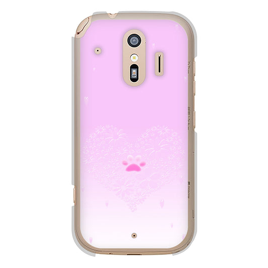 らくらくスマートフォン F-42A docomo 高画質仕上げ 背面印刷 ハードケース ハートと肉球