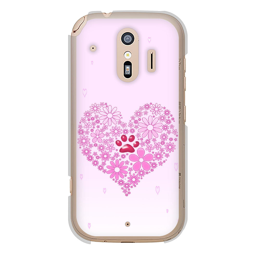 らくらくスマートフォン F-42A docomo 高画質仕上げ 背面印刷 ハードケース ハートと肉球