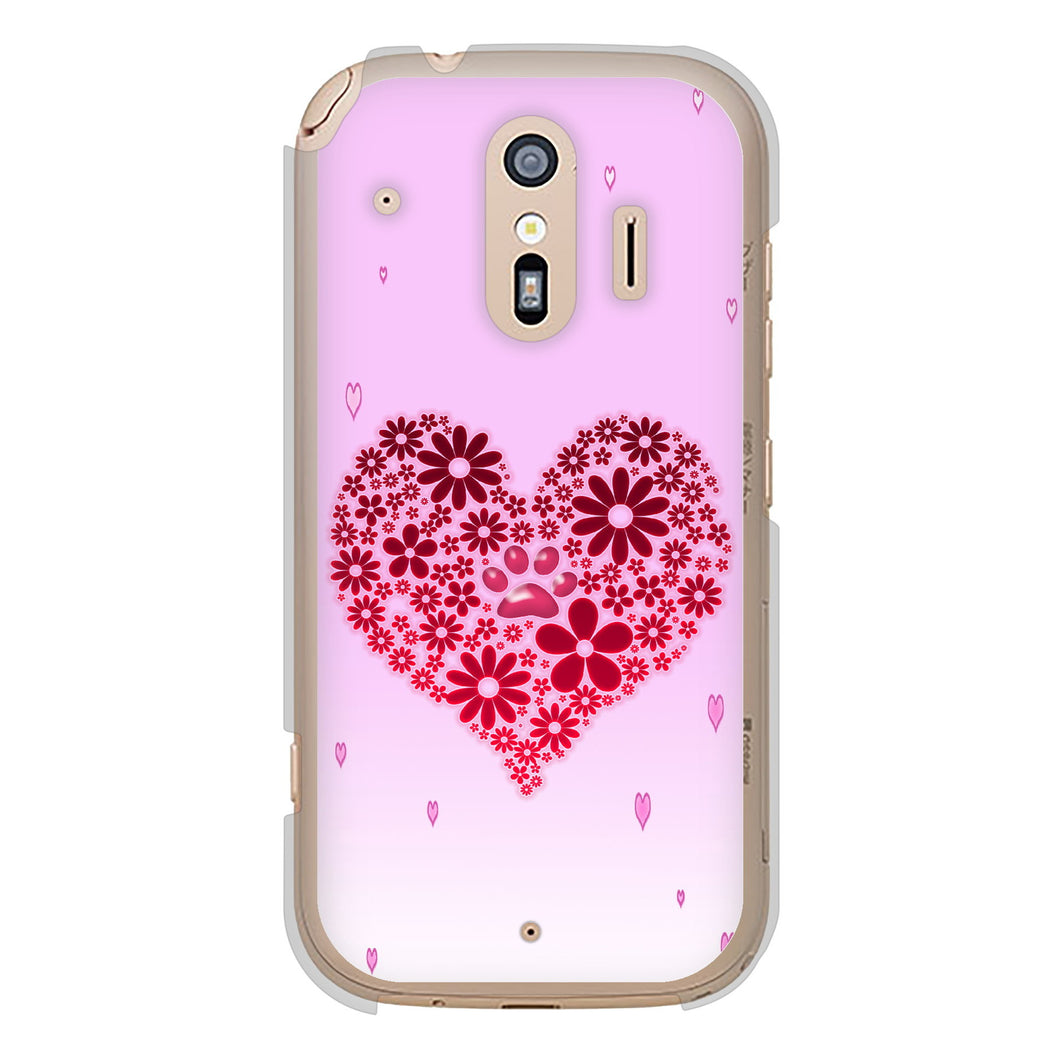 らくらくスマートフォン F-42A docomo 高画質仕上げ 背面印刷 ハードケース ハートと肉球