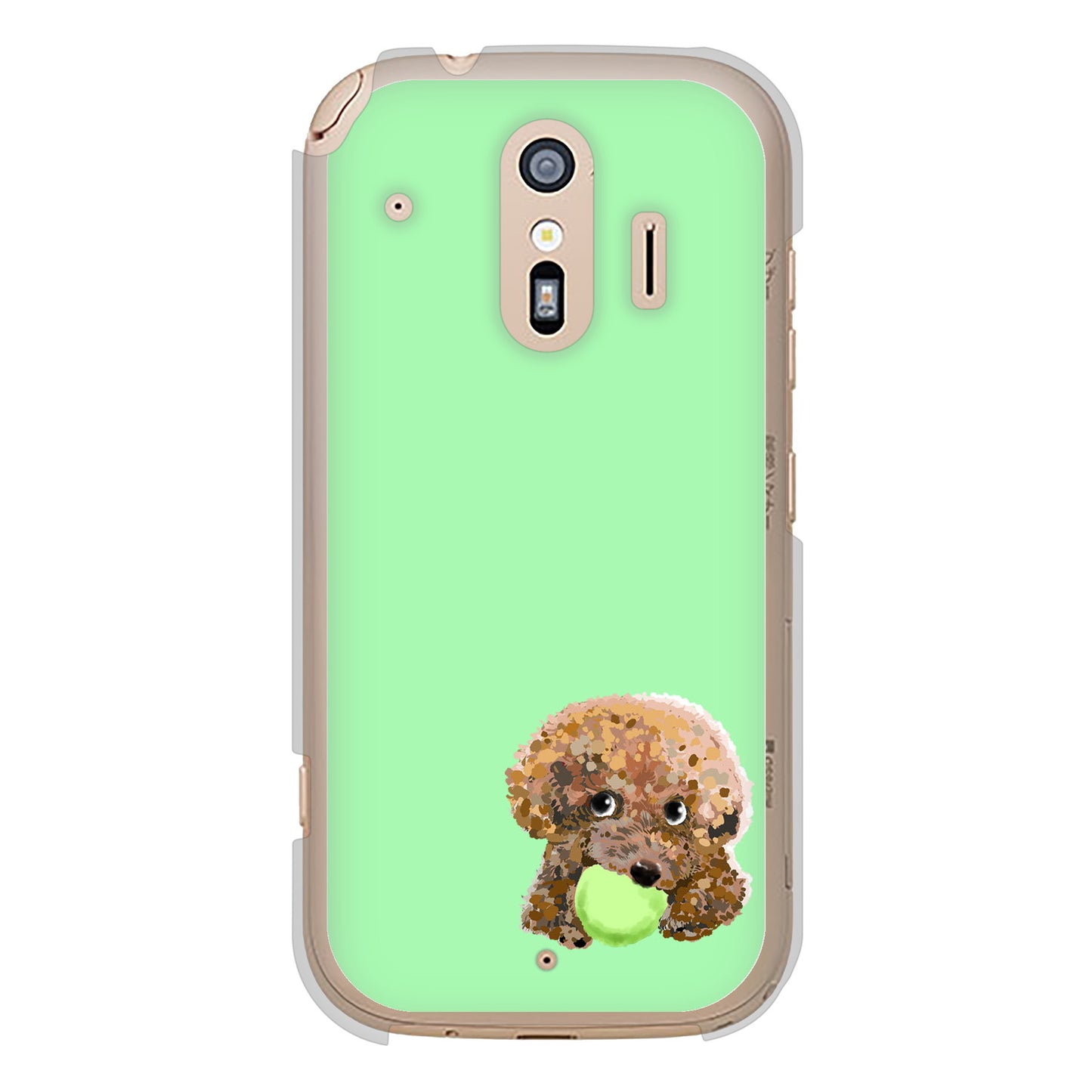 らくらくスマートフォン F-42A docomo 高画質仕上げ 背面印刷 ハードケース トイプードル＆ボール
