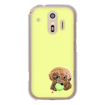 らくらくスマートフォン F-42A docomo 高画質仕上げ 背面印刷 ハードケース トイプードル＆ボール