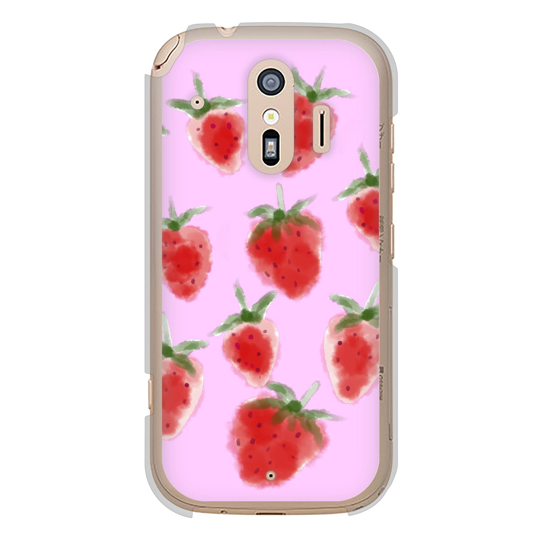 らくらくスマートフォン F-42A docomo 高画質仕上げ 背面印刷 ハードケース イチゴ 水彩