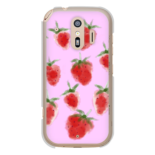 らくらくスマートフォン F-42A docomo 高画質仕上げ 背面印刷 ハードケース イチゴ 水彩
