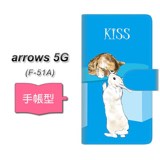 docomo アローズ5G F-51A 高画質仕上げ プリント手帳型ケース(通常型)【YE912 キス02】