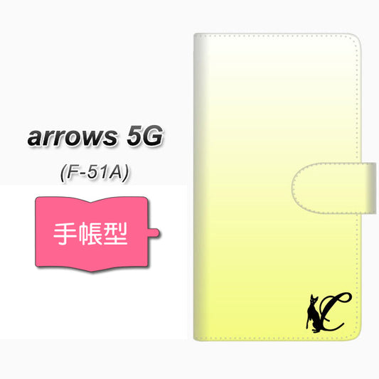 docomo アローズ5G F-51A 高画質仕上げ プリント手帳型ケース(通常型)【YI844 イニシャル ネコ C】