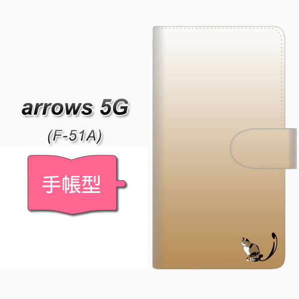 docomo アローズ5G F-51A 高画質仕上げ プリント手帳型ケース(通常型)【YI850 イニシャル ネコ I】