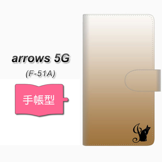 docomo アローズ5G F-51A 高画質仕上げ プリント手帳型ケース(通常型)【YI851 イニシャル ネコ J】