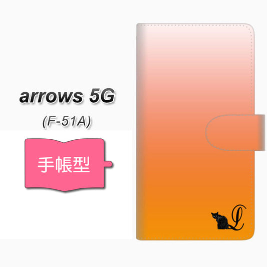 docomo アローズ5G F-51A 高画質仕上げ プリント手帳型ケース(通常型)【YI853 イニシャル ネコ L】