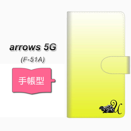 docomo アローズ5G F-51A 高画質仕上げ プリント手帳型ケース(通常型)【YI862 イニシャル ネコ U】