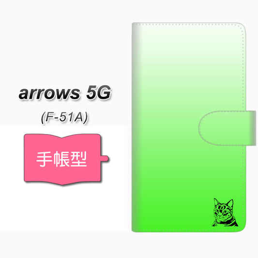 docomo アローズ5G F-51A 高画質仕上げ プリント手帳型ケース(通常型)【YI864 イニシャル ネコ W】