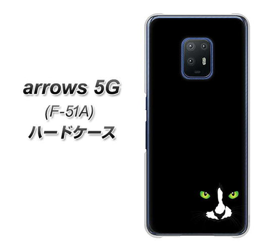 docomo アローズ5G F-51A 高画質仕上げ 背面印刷 ハードケース【398 黒ネコ】