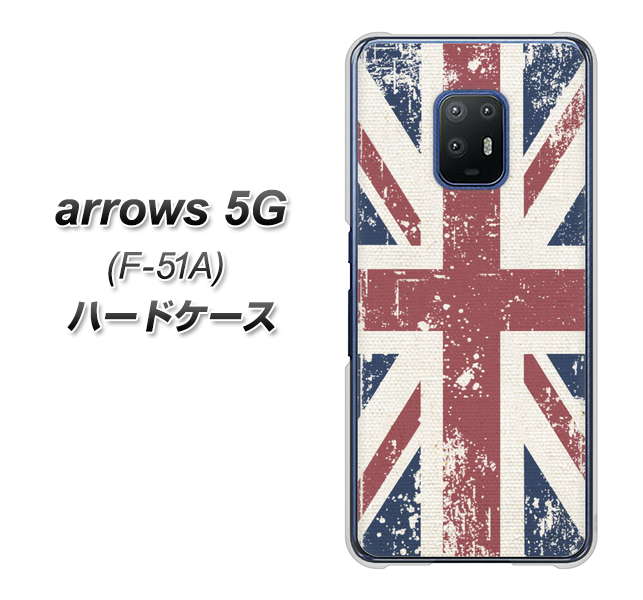 docomo アローズ5G F-51A 高画質仕上げ 背面印刷 ハードケース【506 ユニオンジャック ビンテージ】