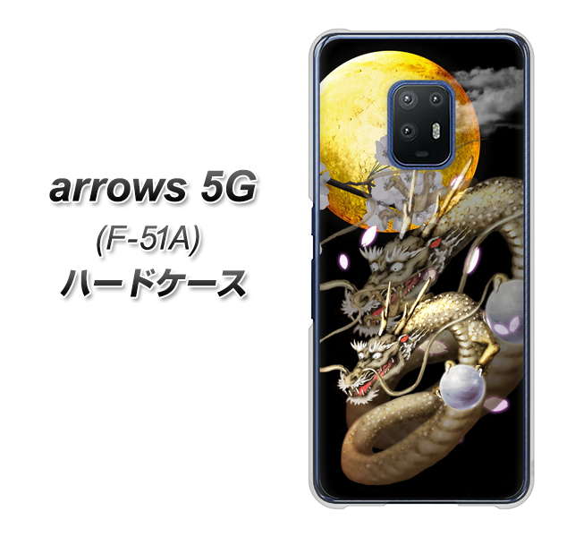 docomo アローズ5G F-51A 高画質仕上げ 背面印刷 ハードケース【1003 月と龍】