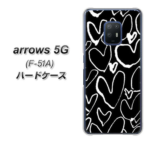 docomo アローズ5G F-51A 高画質仕上げ 背面印刷 ハードケース【1124 ハート BK＆WH】